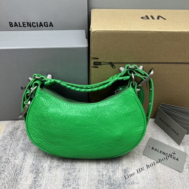 Balenciaga專櫃爆款Le Cagole半月牙腋下包餃子包 巴黎世家經典小號爆裂黑鱷金機車包 fyj1077